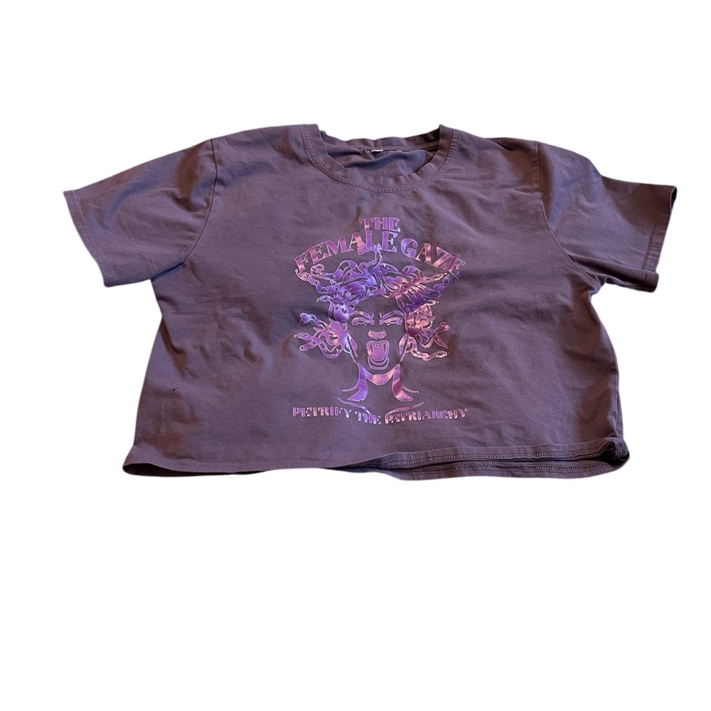 Medusa Crop Top Gray Petrify The Patriarchy Sz L